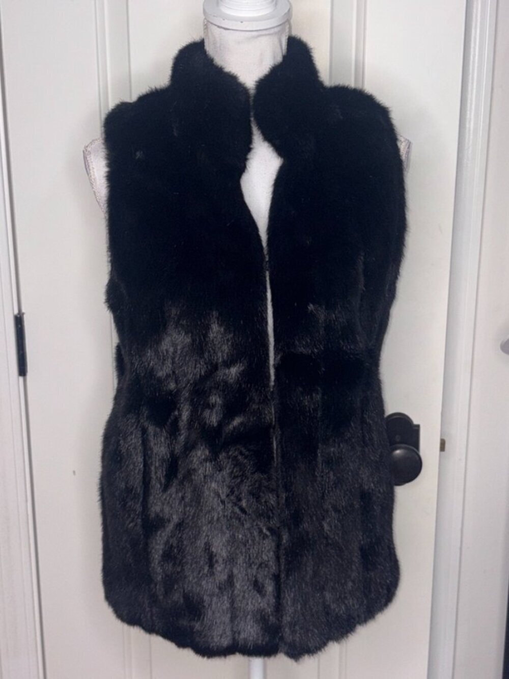 NWOT Donna Salyers Fabulous-Furs Faux-Fur Vest Beige Black Classic Capsule XS